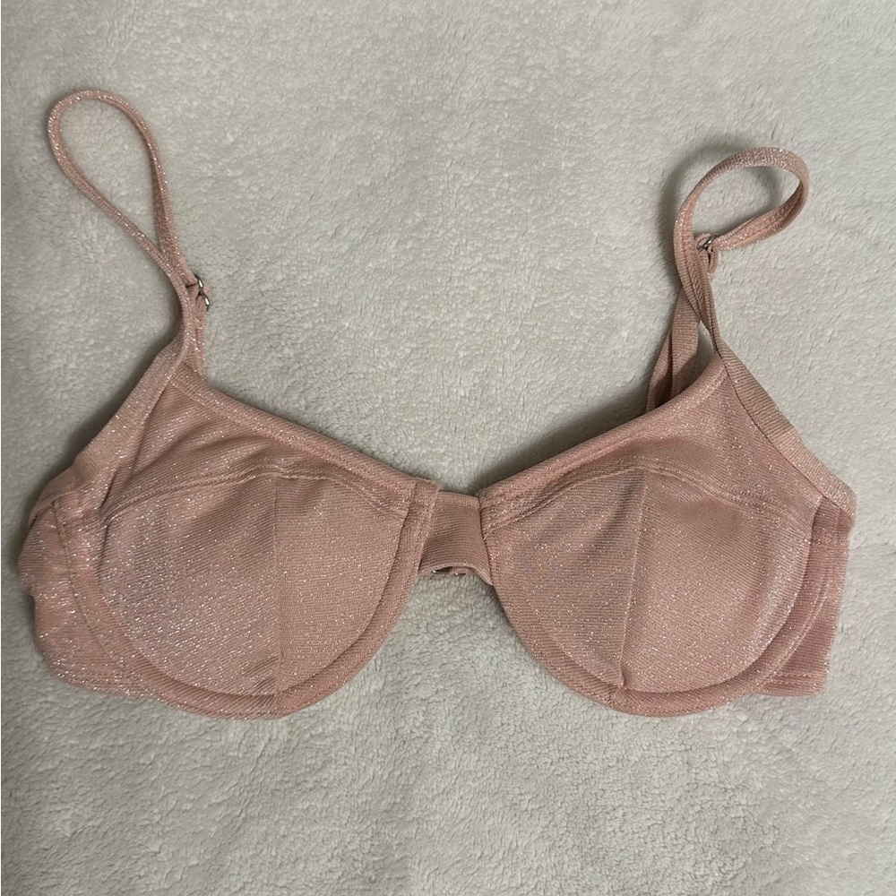 sparkly light pink bathing suit top